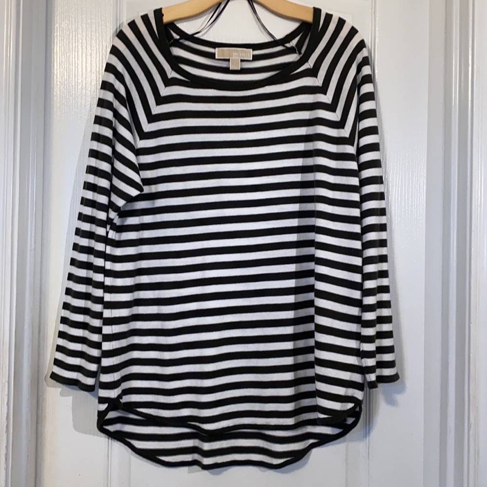 Michael Kors Army Green Striped Sweater Size Large